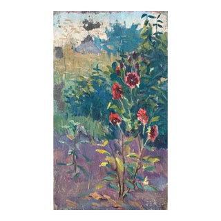 Vintage Ukrainian Impressionist Oil Painting, Rural Landscape, 1960s 36-21 For Sale