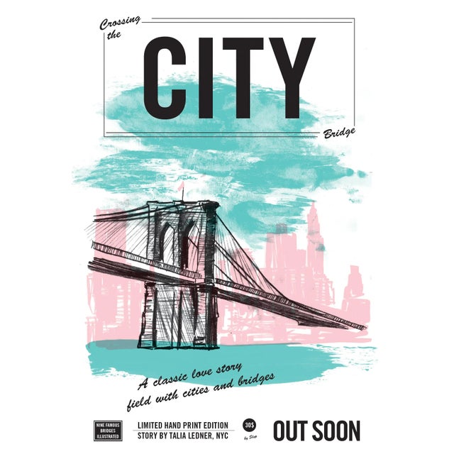 Contemporary 2000's Contemporary Poster - Crossing the City Bridge by Slep For Sale - Image 3 of 3