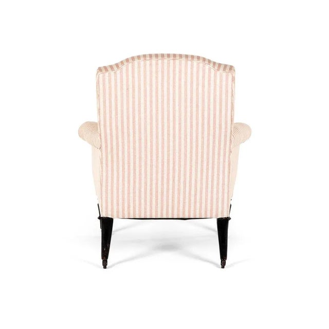 French Pink Striped Linen Armchair For Sale - Image 5 of 13