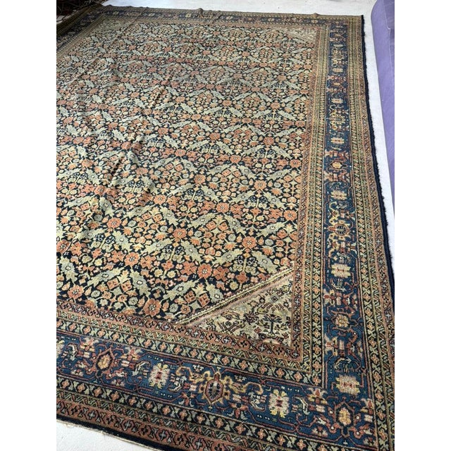 Textile DESIGNER'S DREAM Oversized Antique Turkish Beauty in a Tight Lattice Pattern with Decorative Greens, Blues, Rust, Gold, Denim Palette | ~ 11 x 14 For Sale - Image 7 of 7