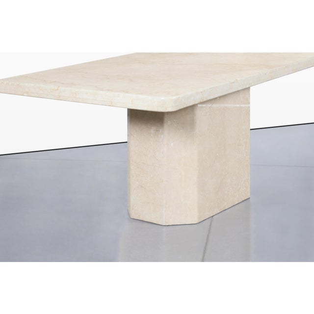 Vintage Italian Modern Botticino Marble Dining Table, 1970s For Sale - Image 4 of 12