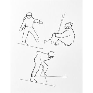 "Ski School III" Contemporary Minimalist Figurative Drawing For Sale