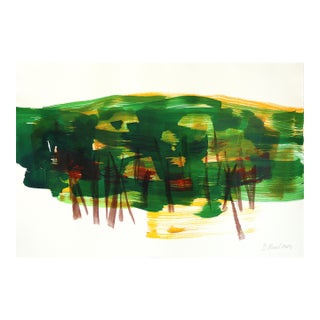 Forest 2 - Original Minimalist Woodland Ink Drawing on French Linen Paper For Sale