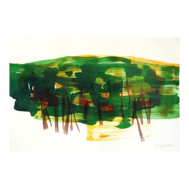 Forest 2 - Original Minimalist Woodland Ink Drawing on French Linen Paper For Sale