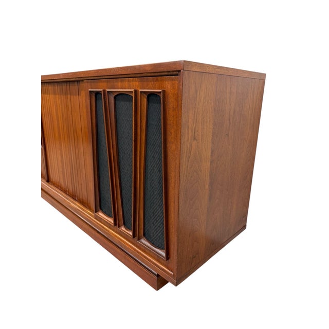 Mid-Century Modern Mid-Century Modern Tambour Walnut Media Cabinet Sideboard - Refinished! For Sale - Image 3 of 8