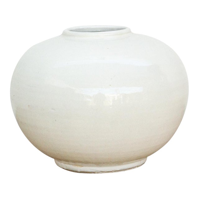Large Zen Inspired White Glaze Pot For Sale