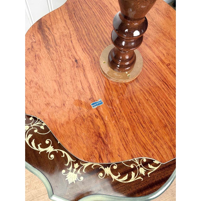 Vintage Italian Rococo Floral Marquetry Fruitwood TurtleTop Side Tables - A Pair For Sale - Image 10 of 10