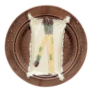 19th Century Majolica Asparagus Plate Luneville For Sale