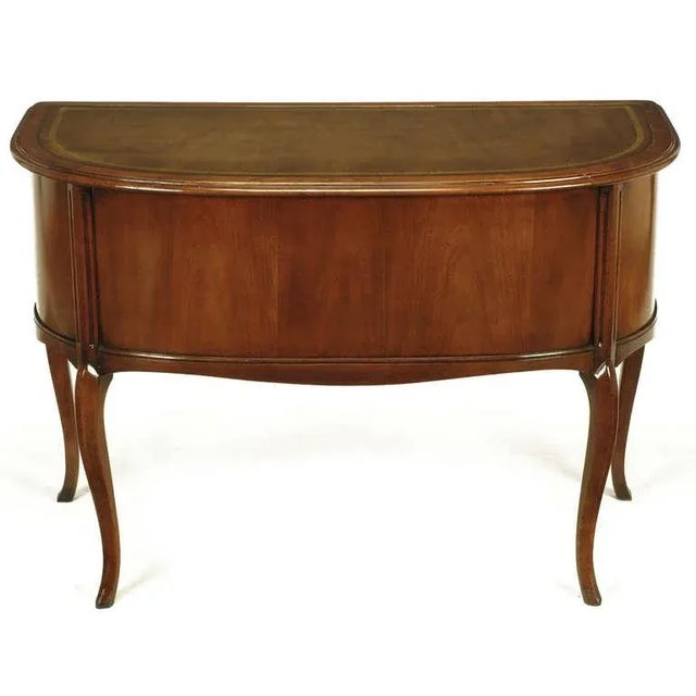 Sligh Walnut Curved Front Desk With Leather Top For Sale In Chicago - Image 6 of 11