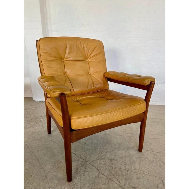 Vintage Swedish Tan Leather and Wood Lounge Chair by Göte Möbler, 1970s For Sale - Image 18 of 18