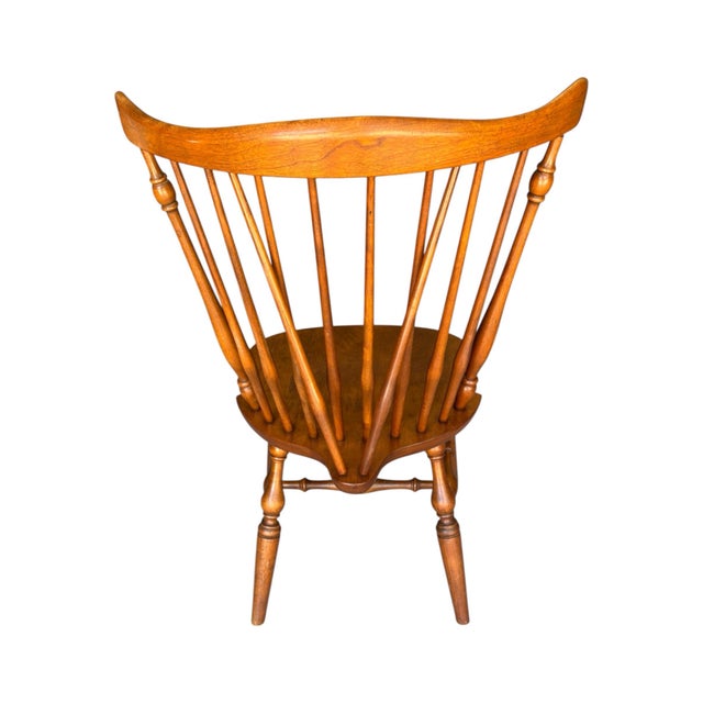 Wood 1970s Ethan Allen Nutmeg Maple Windsor Fiddleback Chairs. For Sale - Image 7 of 11