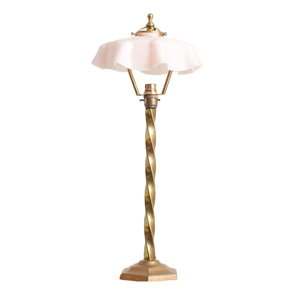 Antique French Brass Barley Twist Desk Lamp, 1890s For Sale