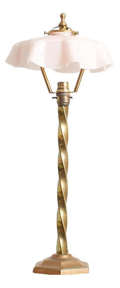Antique French Brass Barley Twist Desk Lamp, 1890s