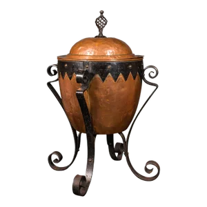 1890s Victorian Antique Arts and Crafts Fireside Bin, English, Copper, Log, Coal