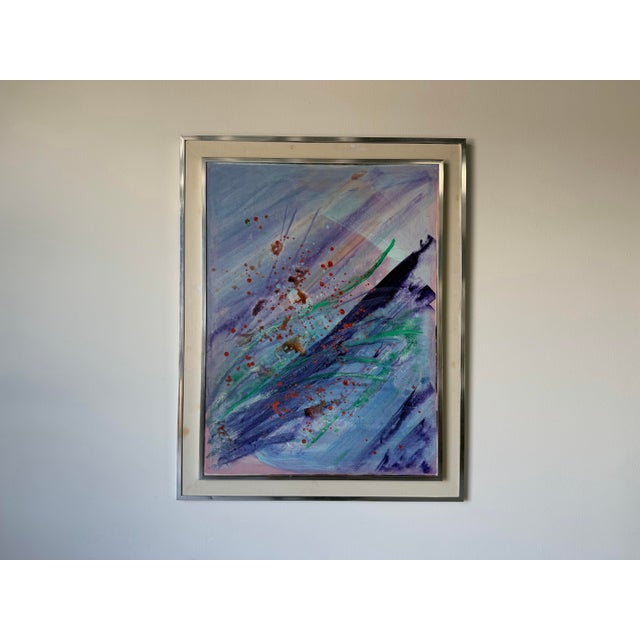 1970s Mid-Century Abstract Expressionist Acrylic on Canvas Painting, Framed For Sale - Image 4 of 13