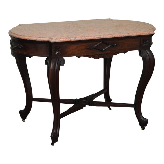 Victorian Walnut Antique Marble Top Parlor Table Chairish