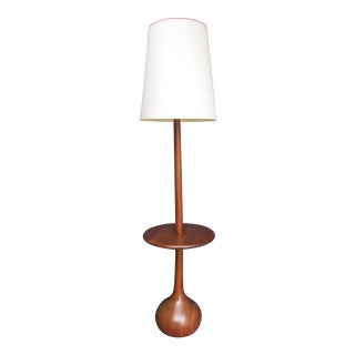 Vintage Mid-Century Modern Bulbous Shaped Teak Floor Lamp For Sale