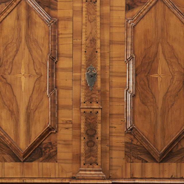 Significant hall cabinet, circa 1770/1780 Walnut, walnut burl, and other precious woods veneered on softwood, two-door...