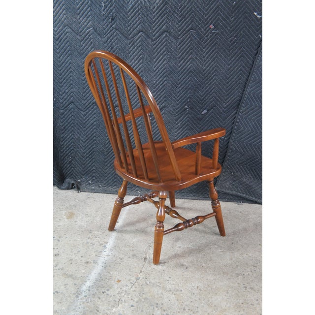 Late 20th Century 2 Amish Oak High Spindle Bow Back Windsor Dining Armchairs For Sale - Image 10 of 13