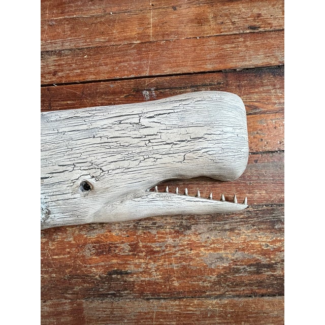 Large Hand Carved & Painted Wall Sculpture of a Whale For Sale In Philadelphia - Image 6 of 13
