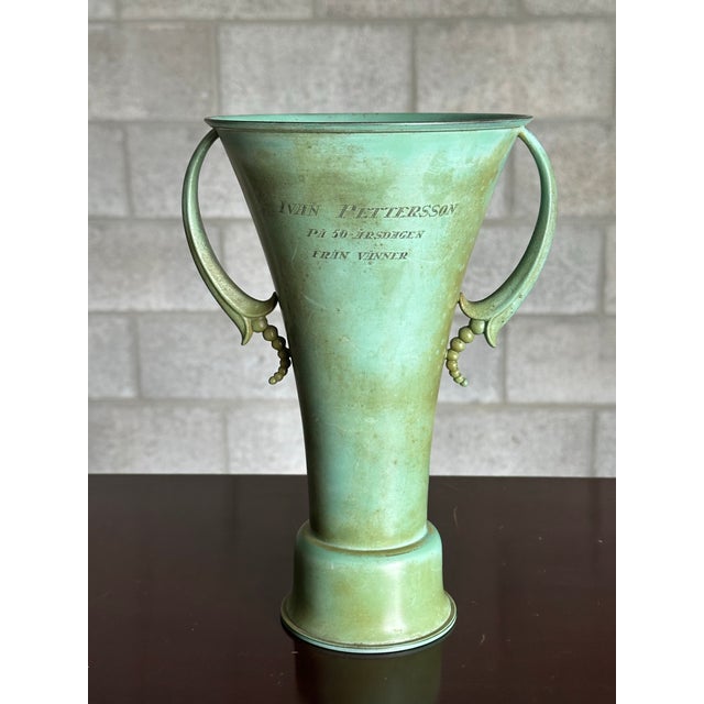 1940s 1940s Swedish Bronze Handled Vase by Ystad Metall Bronze For Sale - Image 5 of 7