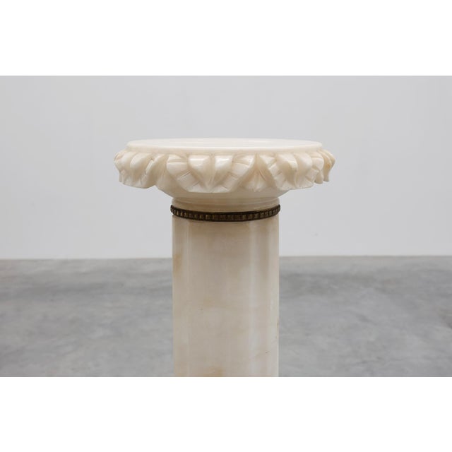 Carved White Marble Pedestal Column with Rosette Capitals, Italy, 1890s For Sale - Image 3 of 13