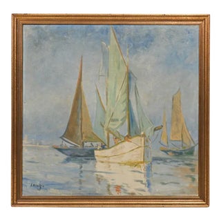 Large Antique Signed Oil on Canvas | Scandinavia Maritime Scene For Sale