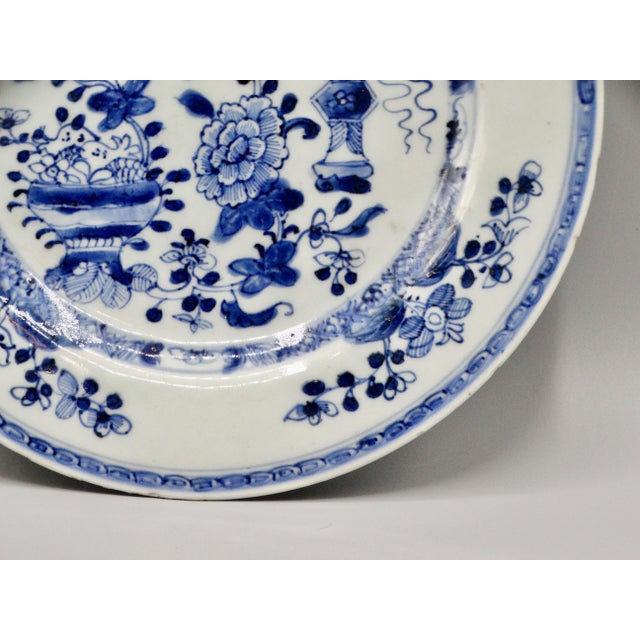 Antique Dutch Delft Chinoiserie Plate Blue & White For Sale - Image 6 of 10