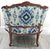 Blue Antique French Louis XV Carved Walnut French Bergère Armchair Ikat 18th Century For Sale - Image 8 of 18