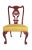 Pair of chippendale style chairs in red lacquered wood standing on four legs: cabriole front legs with a decor of the...