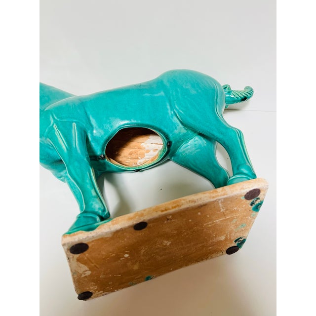 Vintage Ceramic Horse Standing Four Square on Plaque For Sale - Image 9 of 9