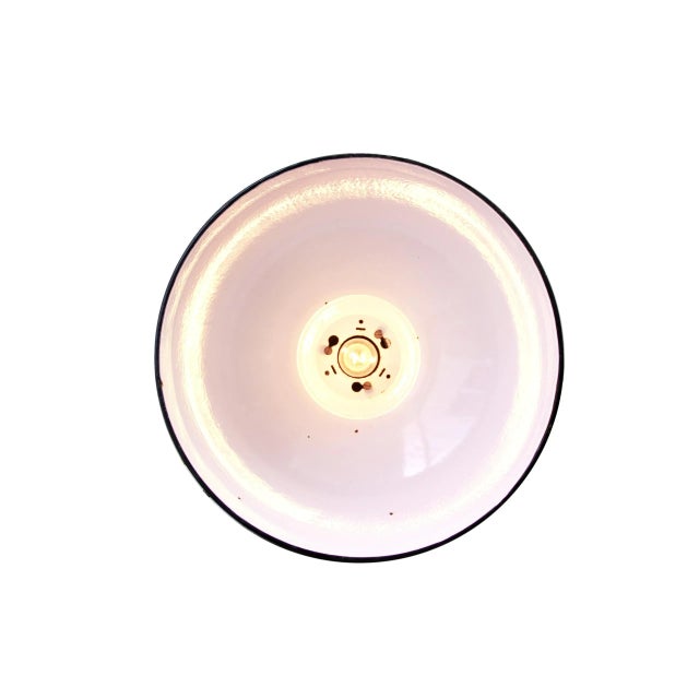 Vintage Industrial Dutch Black Enamel & Cast Aluminum Pendant Lamp, 1950s, in Very Good conditions. Designed 1950 to 1959...