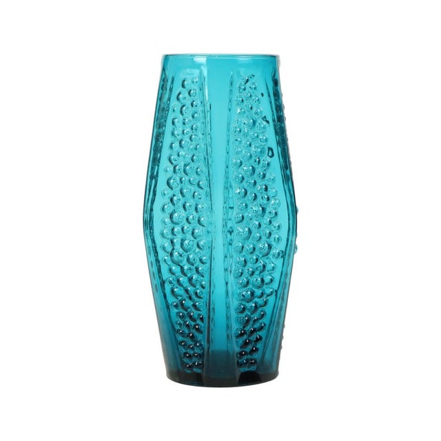 Glass Vintage Blue Bubble Vase by Stolle Nieman, 1970s For Sale - Image 7 of 18