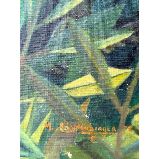 1970s 1979 Surrealist Botanical Landscape Oil Painting For Sale - Image 5 of 6