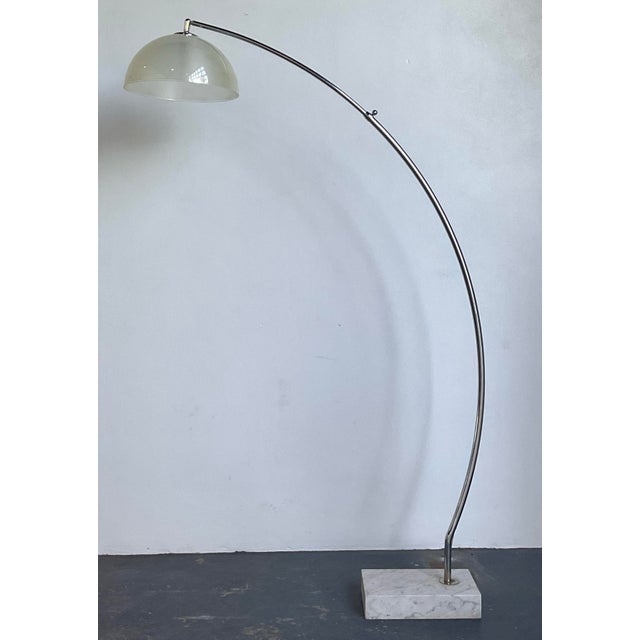 Vintage Chrome and Glass Arc Lamp For Sale - Image 10 of 12