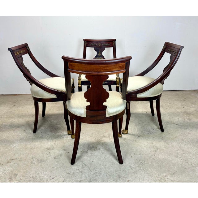 Antique French Empire / Directoire Mahogany Side / Dining Chairs Restored For Sale - Image 4 of 12