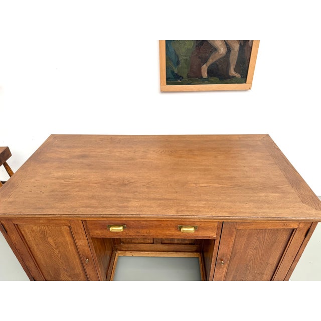 Brown Double-Sided Oak Shop Counter, 1890s For Sale - Image 8 of 18