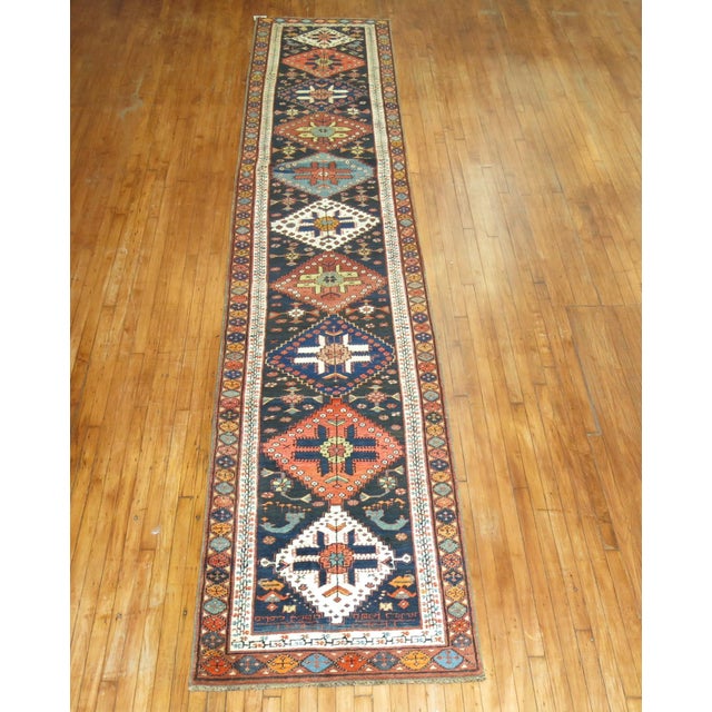 1920s Colorful Persian Kurd Tribal Geometric Runner For Sale In New York - Image 6 of 6