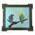 Oil Painting on Board Two Parrots on Branch in Green Lacquered Frame For Sale