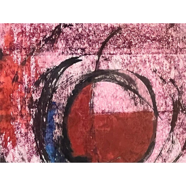 1970s Pink Semi-Abstract Watercolour Still-Life by French Painter France Cami For Sale - Image 5 of 8