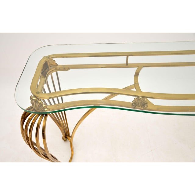 Vintage Italian Brass and Glass Console Table, 1960s For Sale - Image 6 of 11