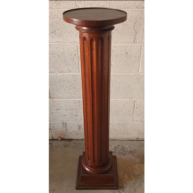 Mediterranean 20th Century Mahogany Ionic Order Style Column-Form Pedestal For Sale - Image 3 of 6