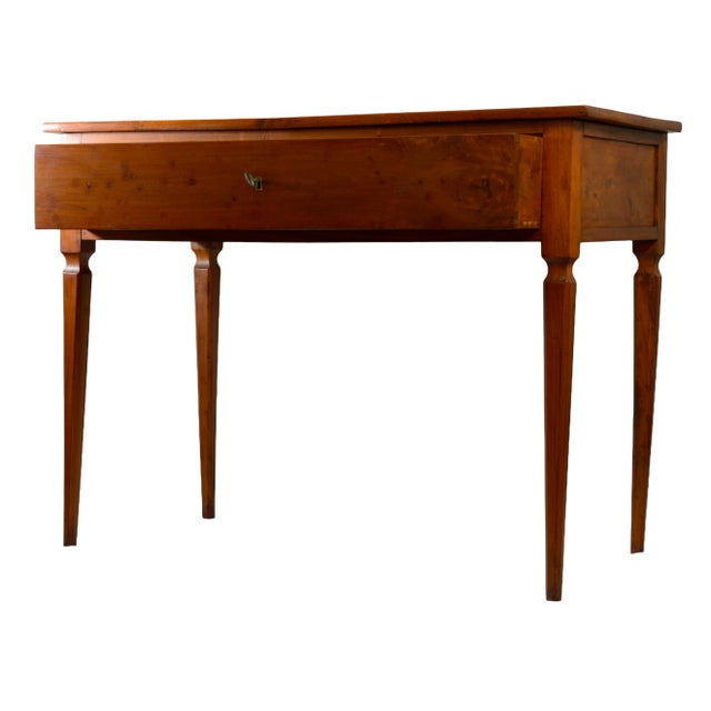 Rustic Antique Italian Cherrywood Writing Desk with Drawer, Late 18th-Early 19th Century For Sale - Image 3 of 12