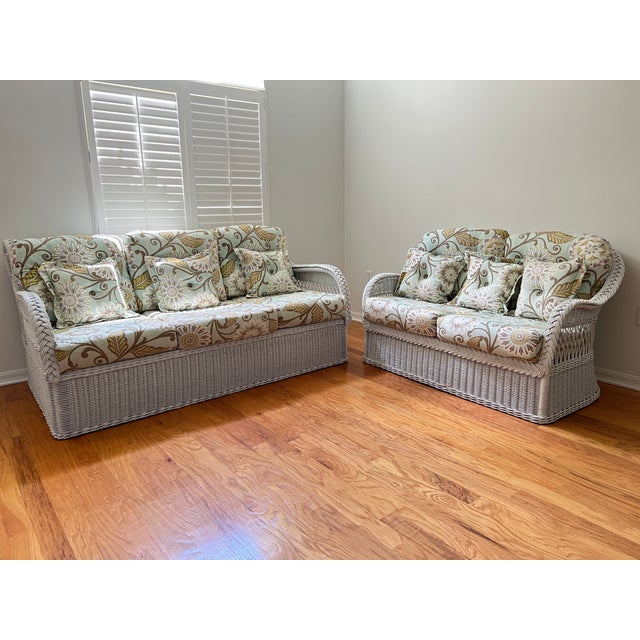 Henry Link White Wicker Loveseat & Sleeper Sofa Chairish