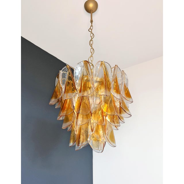 Vintage Italian Murano Chandelier with 41 Rondini Amber Glass, 1990s For Sale - Image 10 of 18
