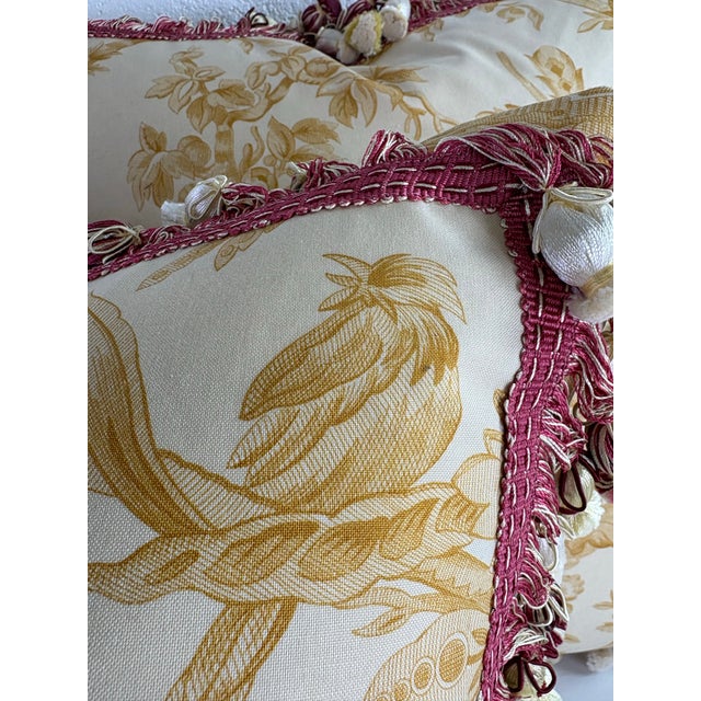 Textile Vintage Travers Tasseled Chinoiserie Cotton Print Pillows/a Pair. For Sale - Image 7 of 11