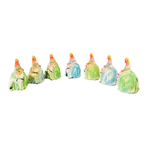 Mid 20th Century Victorian Women & Borzoi Dog Chalkware Each Is Over 10" Tall - Collection of 7