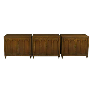 Trio of Mastercraft Burled and Walnut Colonnade Cabinets