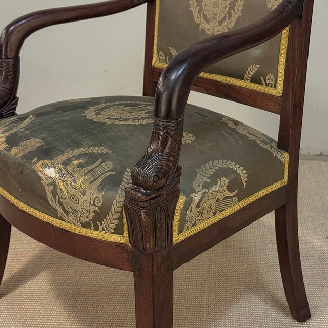 Pair 19th Century French Empire Period Mahogany Armchairs ~ Fauteuils For Sale - Image 16 of 17