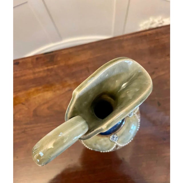 Blue Antique Victorian Doulton Lambeth Jug, 1880 For Sale - Image 8 of 9